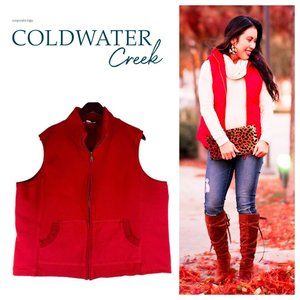 Coldwater Creek 3X 4X 24W 26W Vest Jacket Red Fleece Lined Zip Up Outerwear